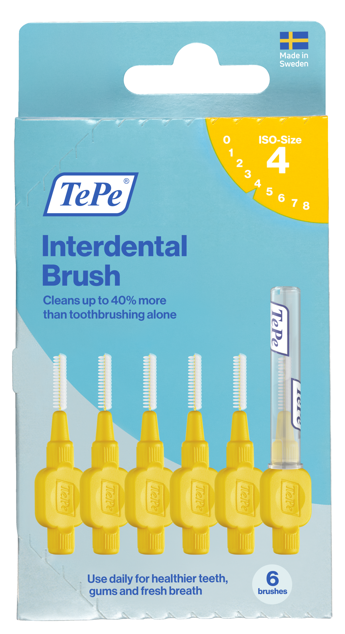 TePe Original mezizubní kartáčky z bioplastu 0,7 mm, žluté, 6 ks, krabička