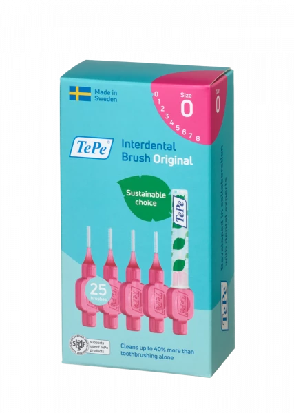 TePe Original mezizubní kartáčky z bioplastu 0,4 mm růžové, 25 ks