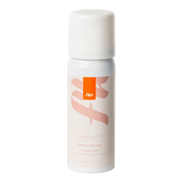FLER Foamtastic Coconut pěna na holení s kokosovým olejem a bambuckým máslem v cestovním balení, 50 ml