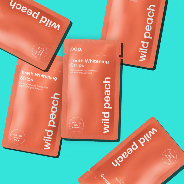 Pop Wild Peach Teeth Whitening Strips, bělicí pásky na zuby (7x2 ks)