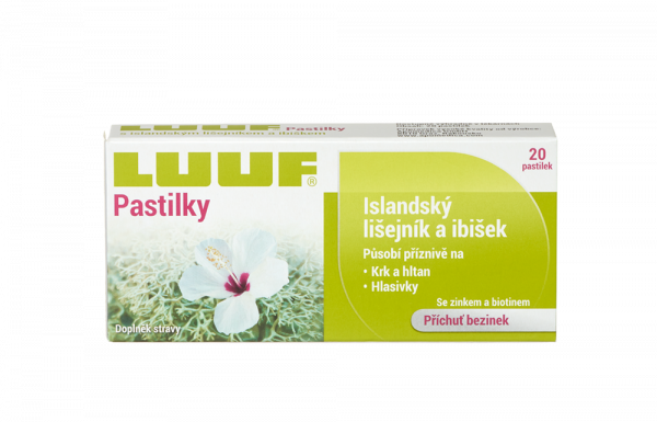 LUUF pastilky, Islandský lišejník a ibišek, 20 pastilek
