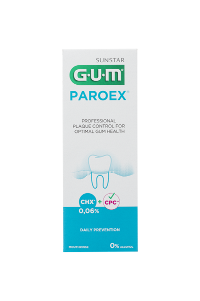 GUM PAROEX ústní voda (výplach, CHX 0,06 % + CPC 0,05 %), 500 ml (poničený obal)