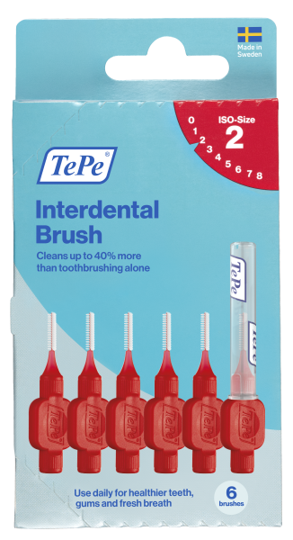 TePe Original mezizubní kartáčky z bioplastu 0,5 mm, červené, 6 ks, krabička