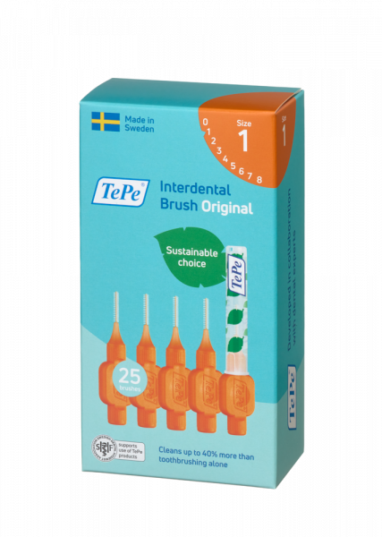 TePe Original mezizubní kartáčky z bioplastu 0,45 mm, oranžové, 25 ks