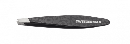Tweezerman Mini SLANT Black Leopard, MINI SLANT pinzeta černá s leopardím vzorem