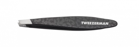 Tweezerman Mini SLANT Black Leopard, MINI SLANT pinzeta černá s leopardím vzorem