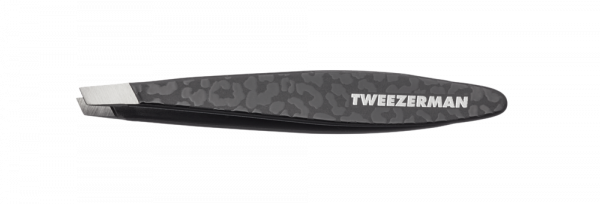 Tweezerman Mini SLANT Black Leopard, MINI SLANT pinzeta černá s leopardím vzorem