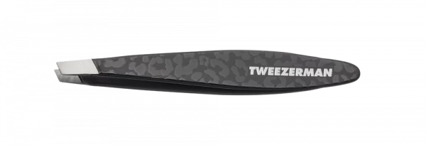 Tweezerman Mini SLANT Black Leopard, MINI SLANT pinzeta černá s leopardím vzorem