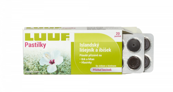 LUUF pastilky, Islandský lišejník a ibišek, 20 pastilek