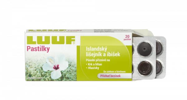 LUUF pastilky, Islandský lišejník a ibišek, 20 pastilek