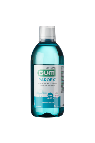 GUM PAROEX ústní voda (výplach, CHX 0,06 % + CPC 0,05 %), 500 ml (poničený obal)