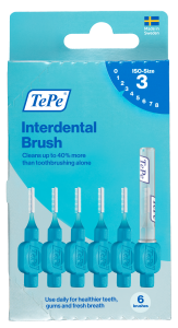 TePe Original mezizubní kartáčky z bioplastu 0,6 mm, modré, 6 ks, krabička