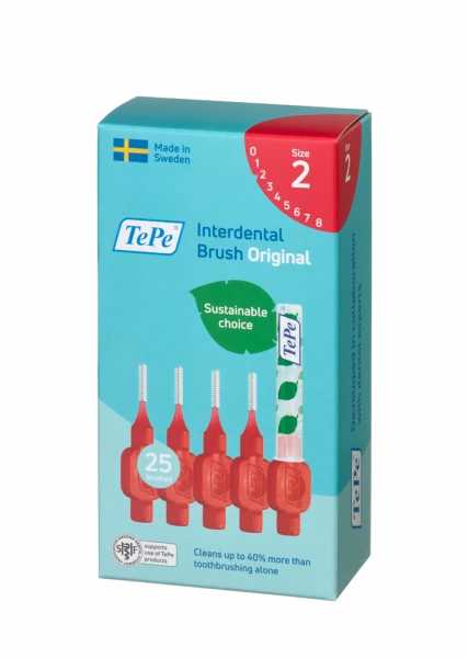 TePe Original mezizubní kartáčky z bioplastu 0,5 mm, červené, 25 ks