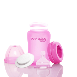 Everyday Baby skleněná láhev s termo senzorem 150 ml, Pink