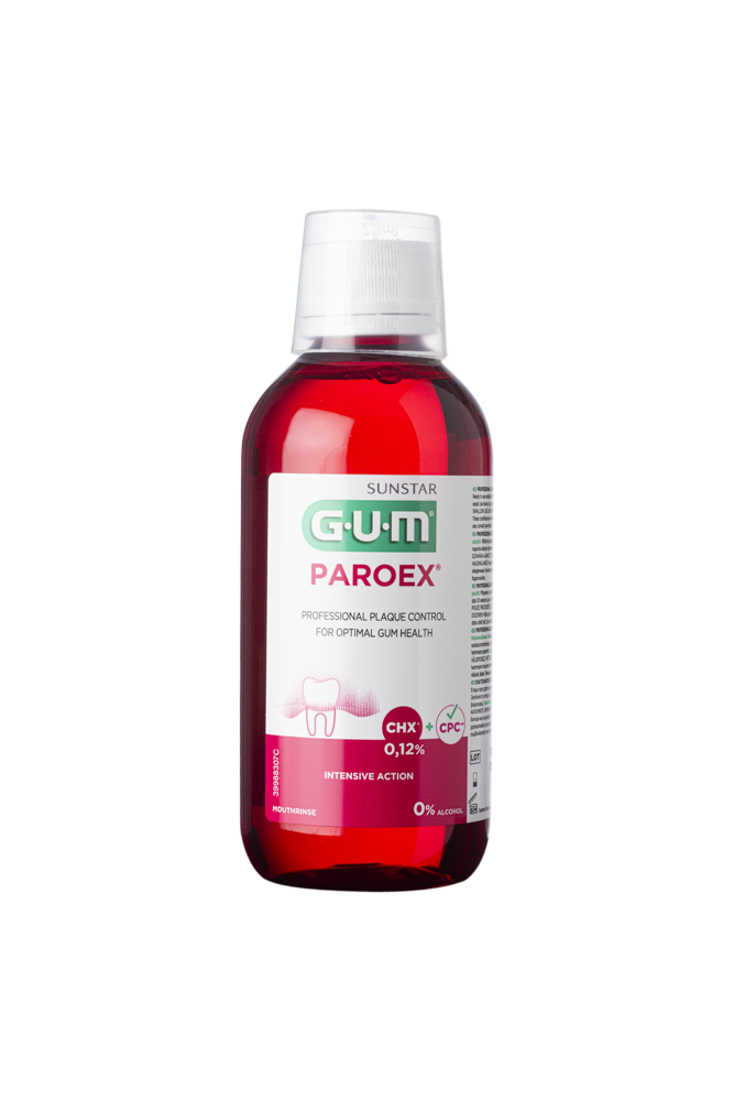 GUM PAROEX ústní voda (výplach, CHX 0,12 % + CPC 0,05 %), 300 ml (poškozený obal)