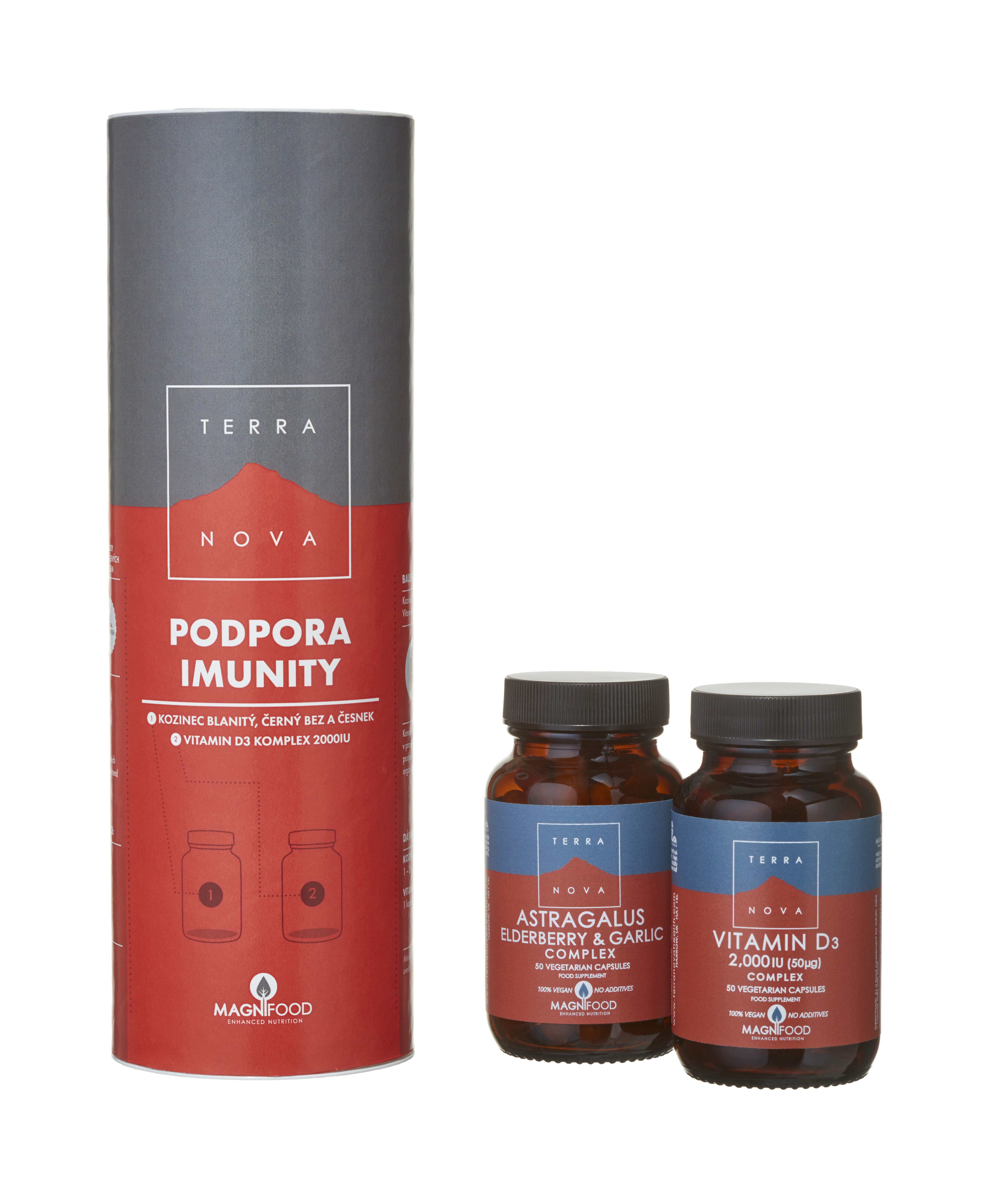 Terranova Podpora imunity DUO PACK (Kozinec blanitý, černý bez a česnek + vitamin D3 komplex)